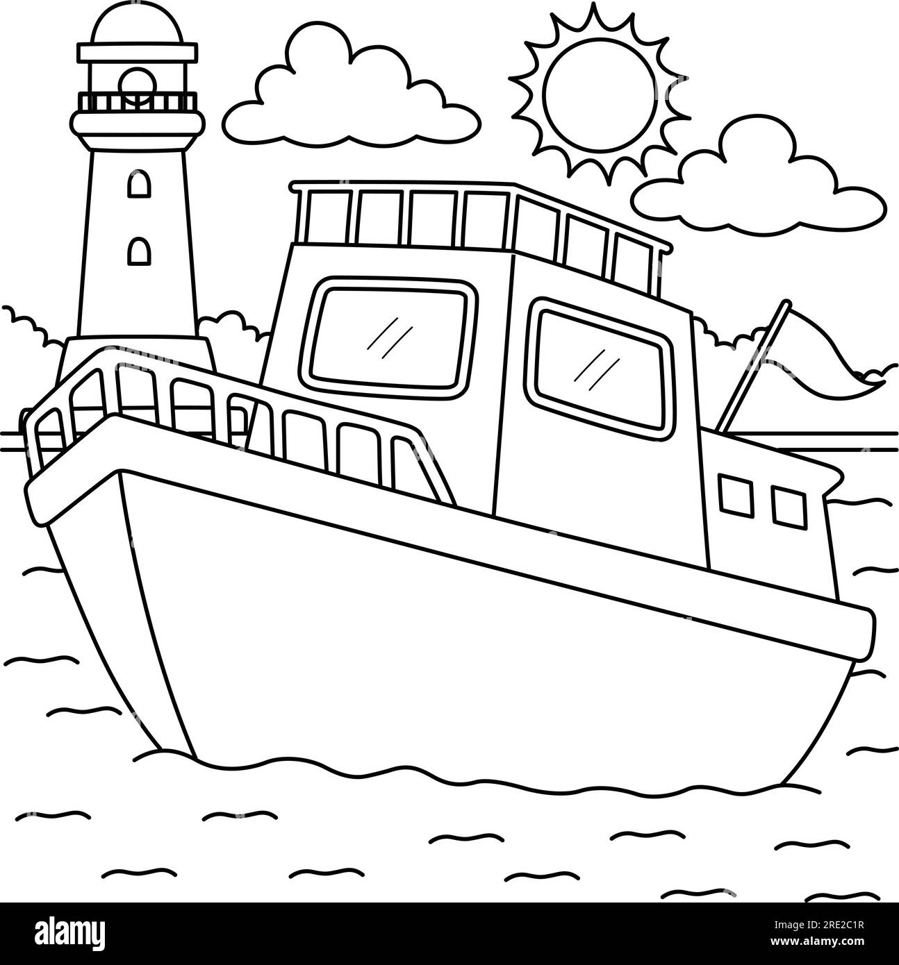 Yate summer coloring page para niãos imagen vector de stock