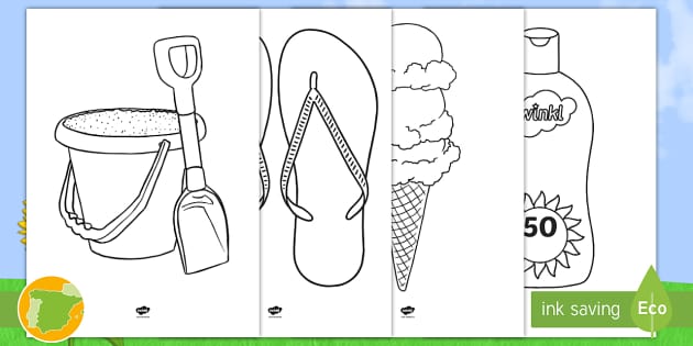 Ficha de actividad dibujos de verano para colorear