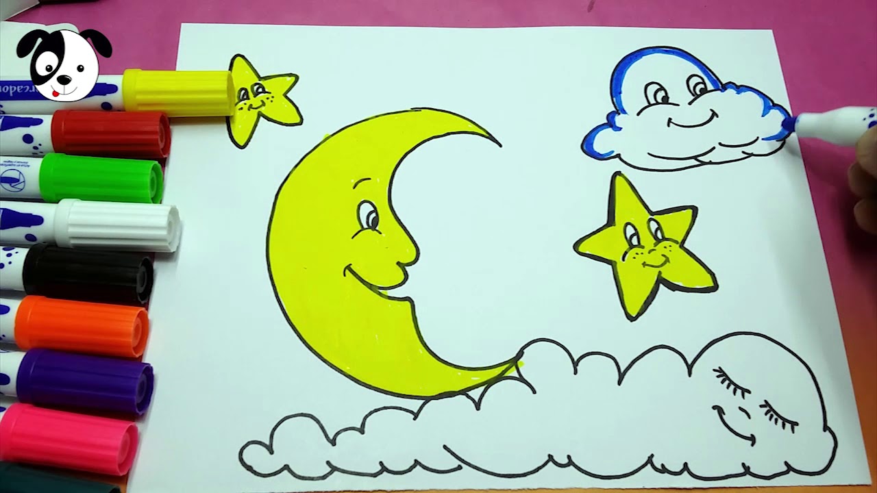 Cãmo dibujar cielo de noche paso a pasobaby book coloring tvarts color kids