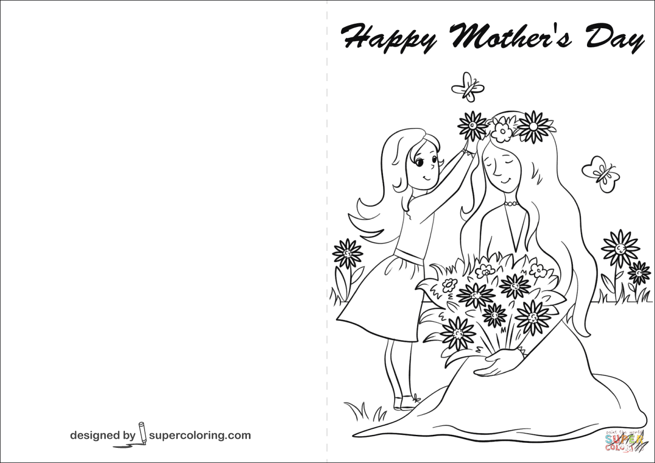 Dibujo de tarjeta de feliz dãa de la madre para colorear dibujos para colorear imprimir gratis