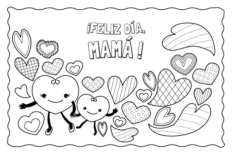 Feliz dãa mamã dibujo para colorear e imprimir