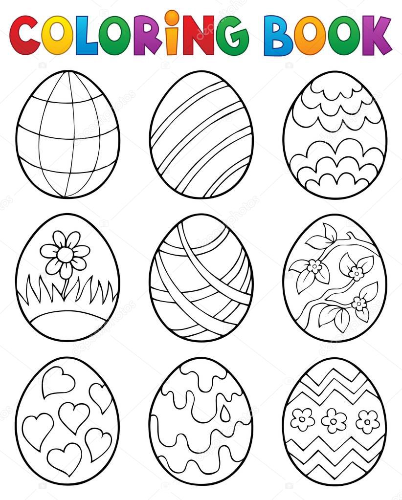 Libro para colorear huevos pascua tema eps vector ilustraciãn vector de stock de clairev