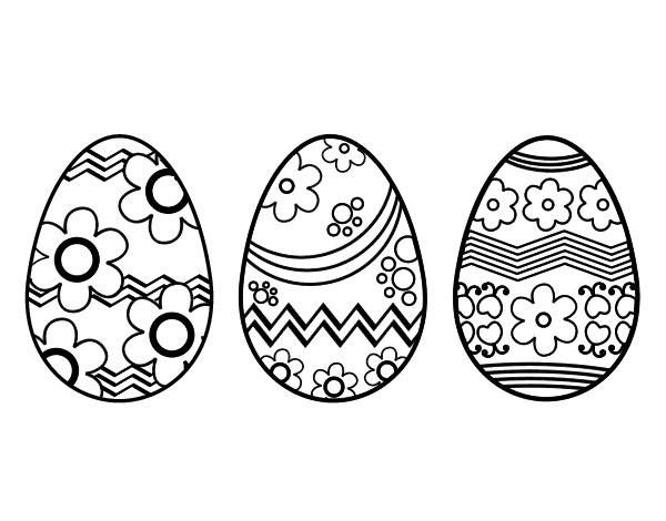 Three easter eggs coloring page