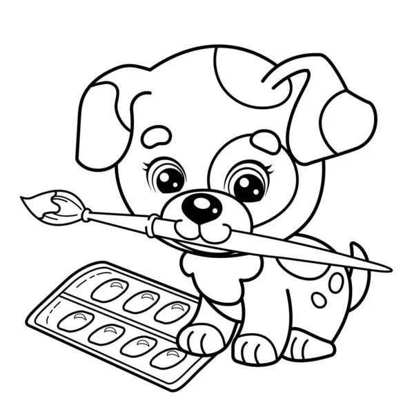 Pãgina para colorear esquema dibujos animados perrito claro flores lindo vector de stock por oleon