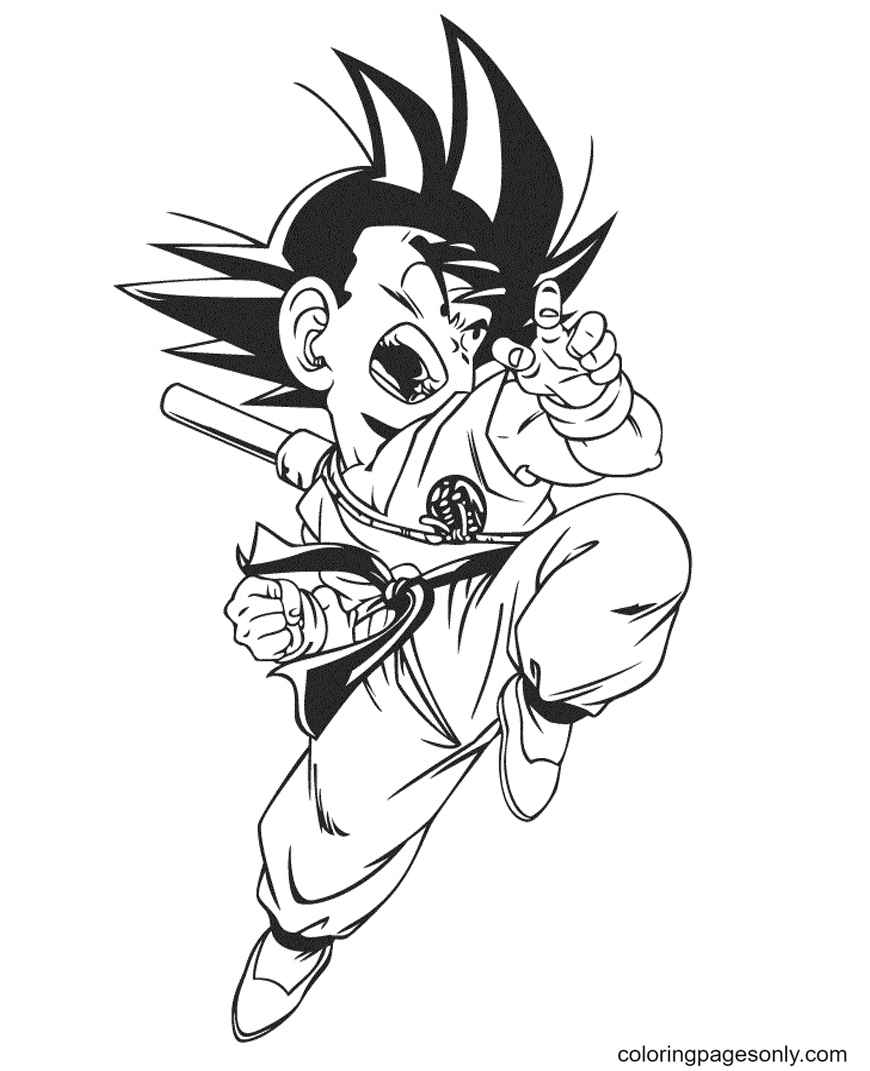 Powerful attack of goku coloring page