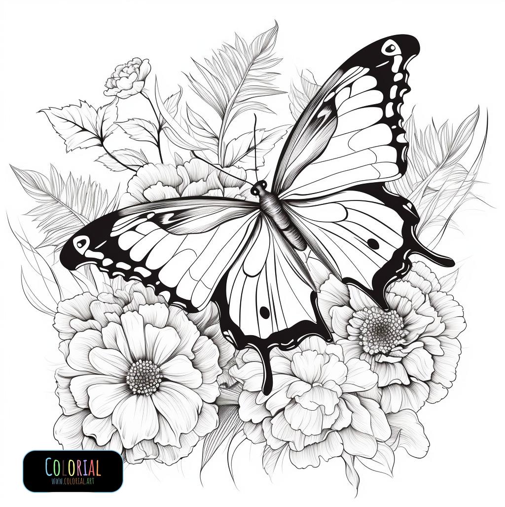 Dibujos de flores y mariposas para colorear descargalos