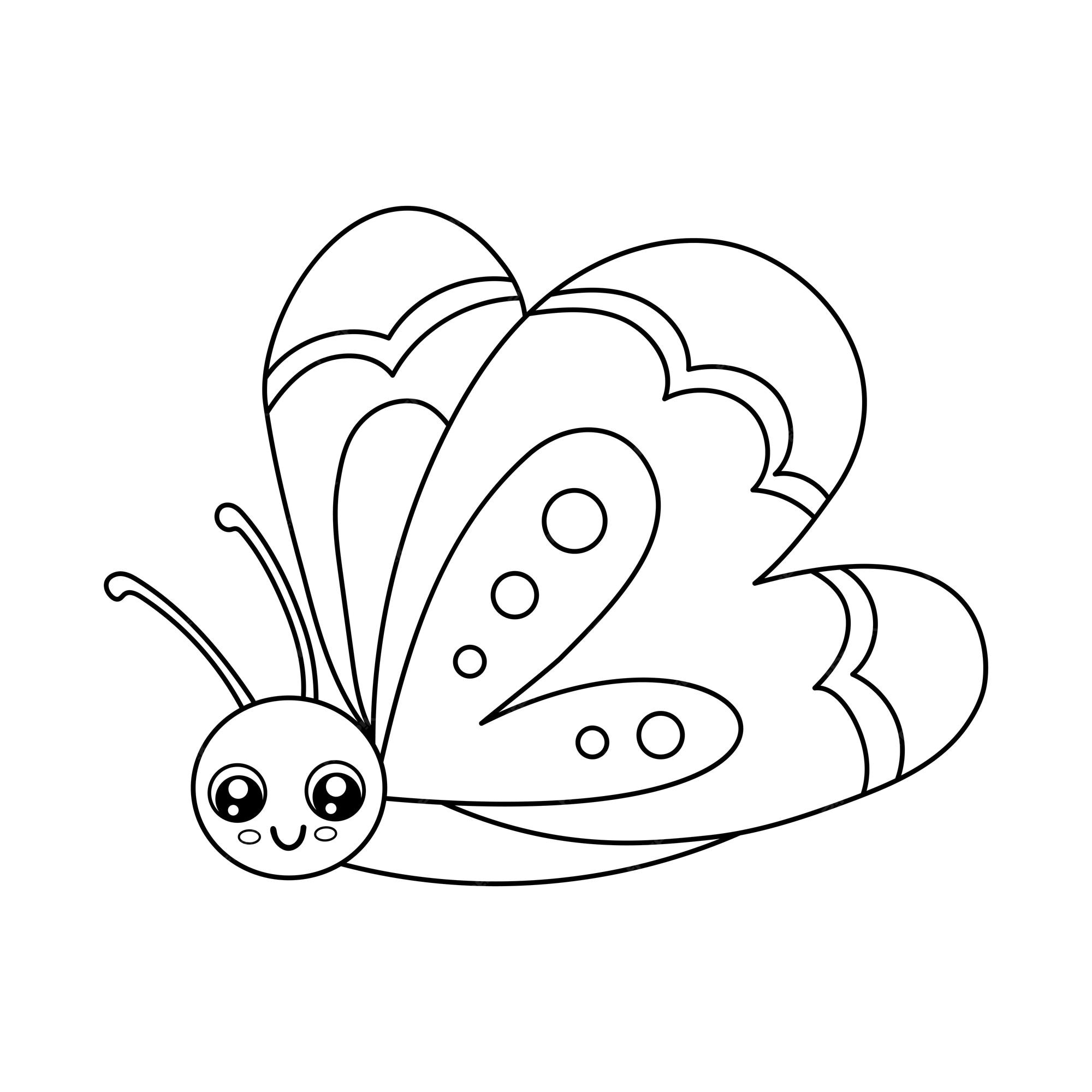 Premium vector cute outline butterfly isolated on white background funny insect for childish coloring book cartoon vector line illustration