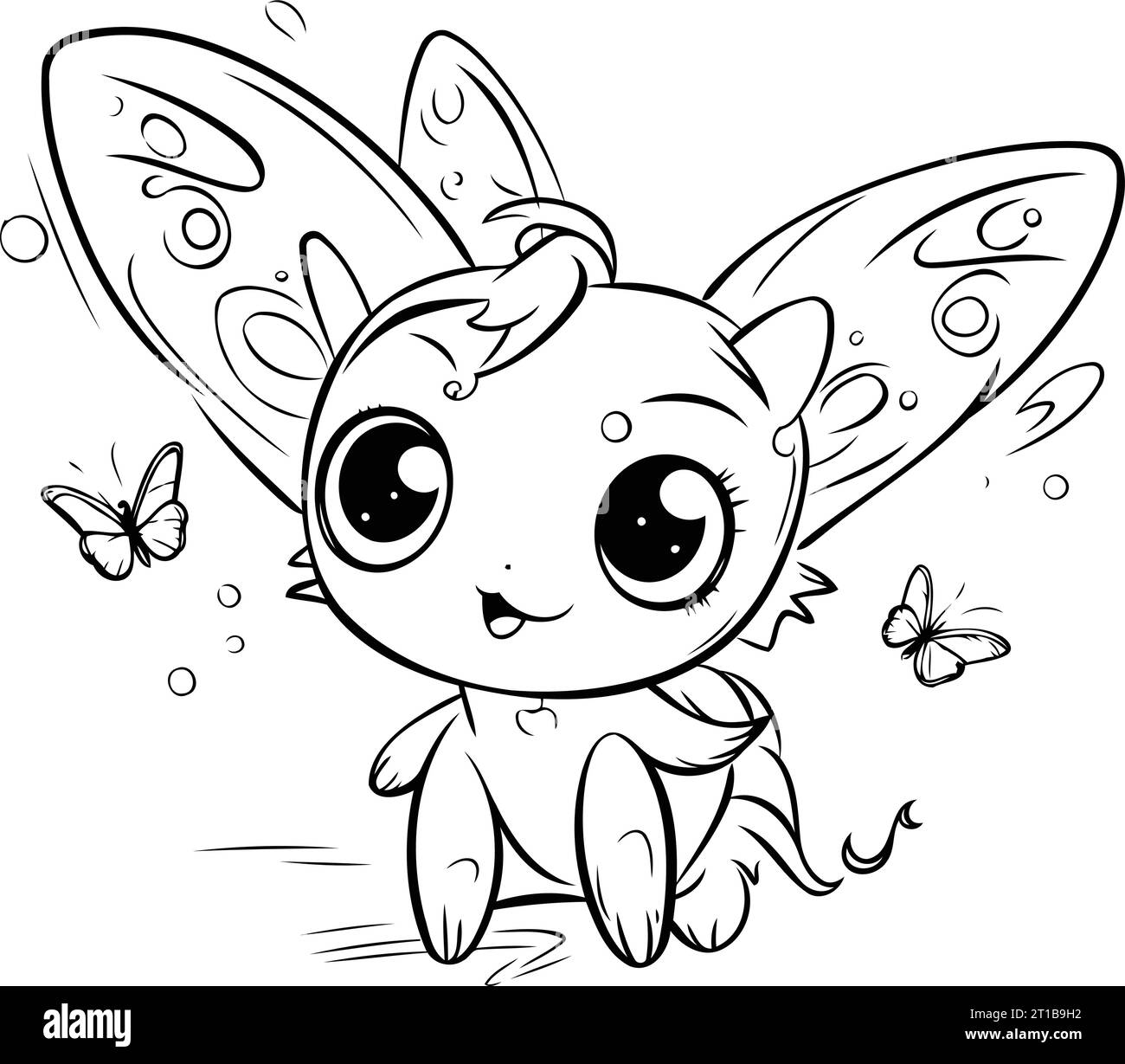 Pãginas para colorear linda pequeãa mariposa de dibujos animados ilustraciãn vectorial imagen vector de stock