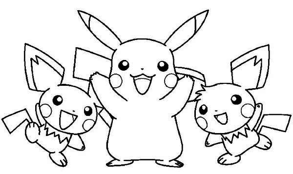 Pikachu and raichu and pichu coloring page color luna pãginas para colorear de pokemon dibujo de pikachu pãginas para colorear