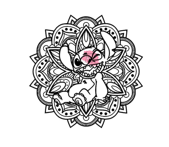 Stitch mandala zendala lilo and stitch coloring page decal svg digital file instant download