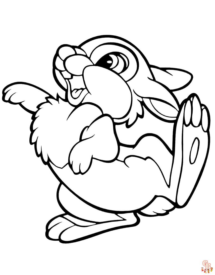 Cute thumper rabbit coloring pages imprimible gratis y fãcil