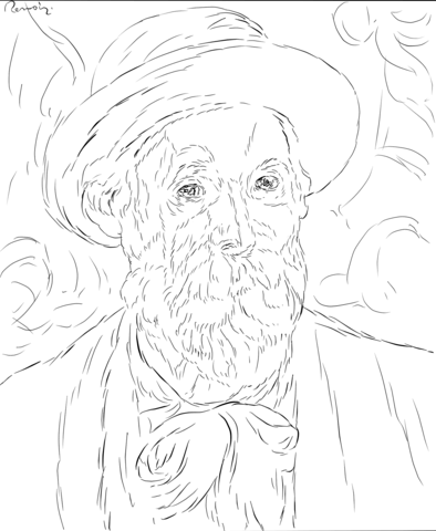 Pierre auguste renoir self portrait coloring page free printable coloring pages