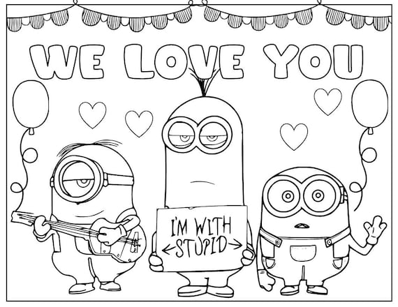 Printable minion coloring page for birthday personalized with name for kids boy girl ages