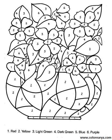 Dibujos para pintar con numeros spring coloring pages free coloring pages flower coloring pages