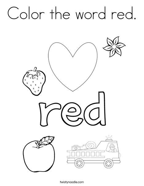 Color the word red coloring page color red activities preschool coloring pages color worksheets for preschool