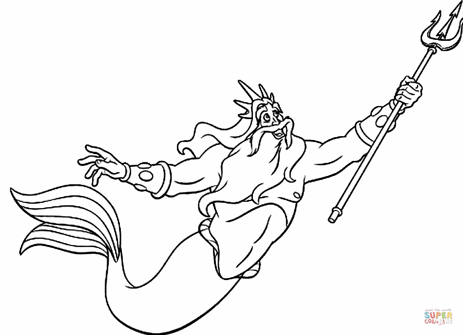 King triton coloring page free printable coloring pages