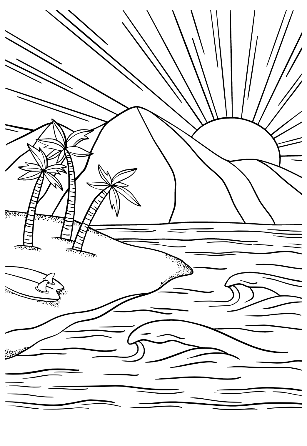 Free printable aesthetic beach coloring page for adults and kids