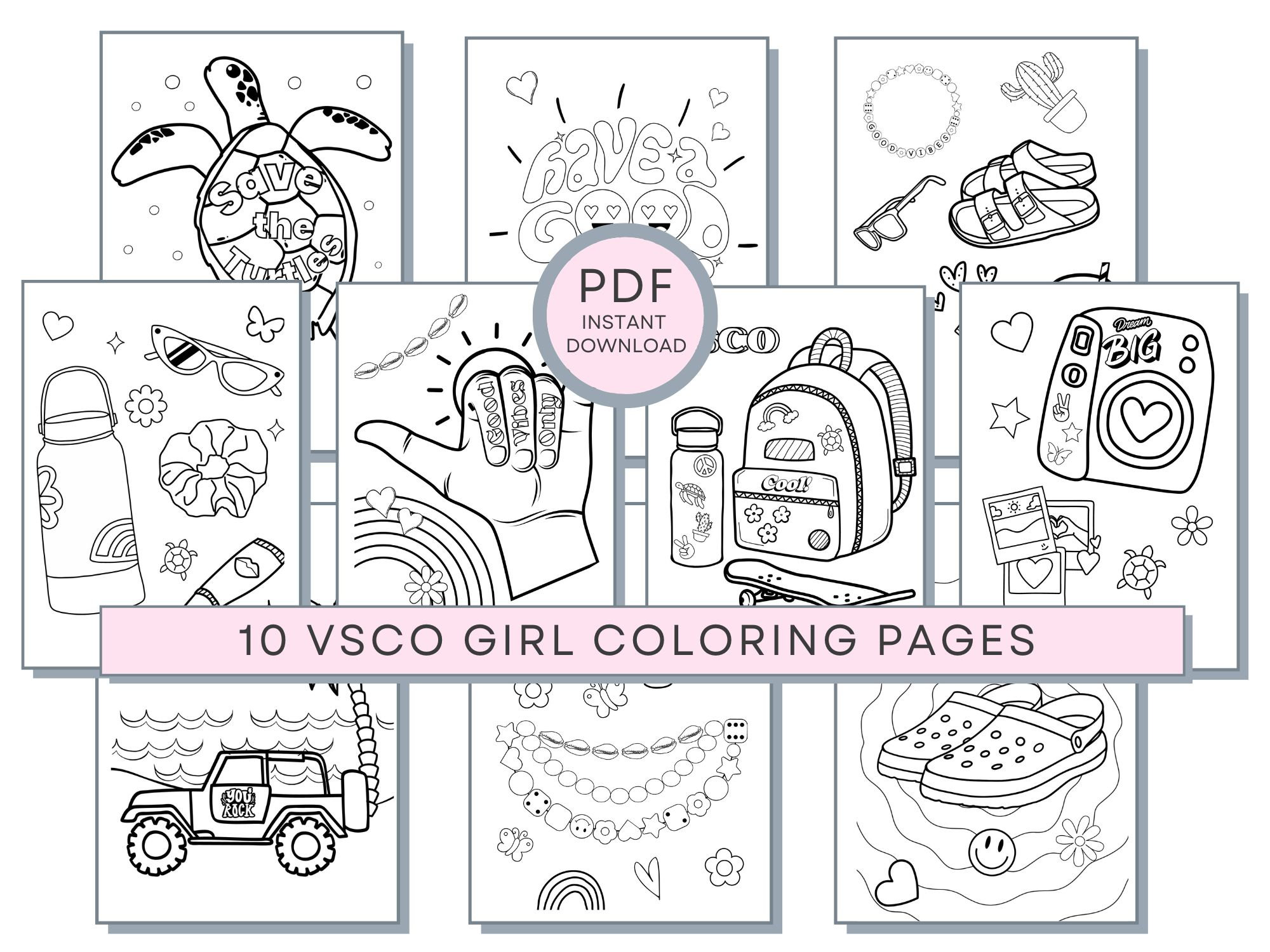 Vsco girl coloring pages teens coloring pages vsco aesthetic coloring teen printables vsco girl pdf teen girl coloring instant download