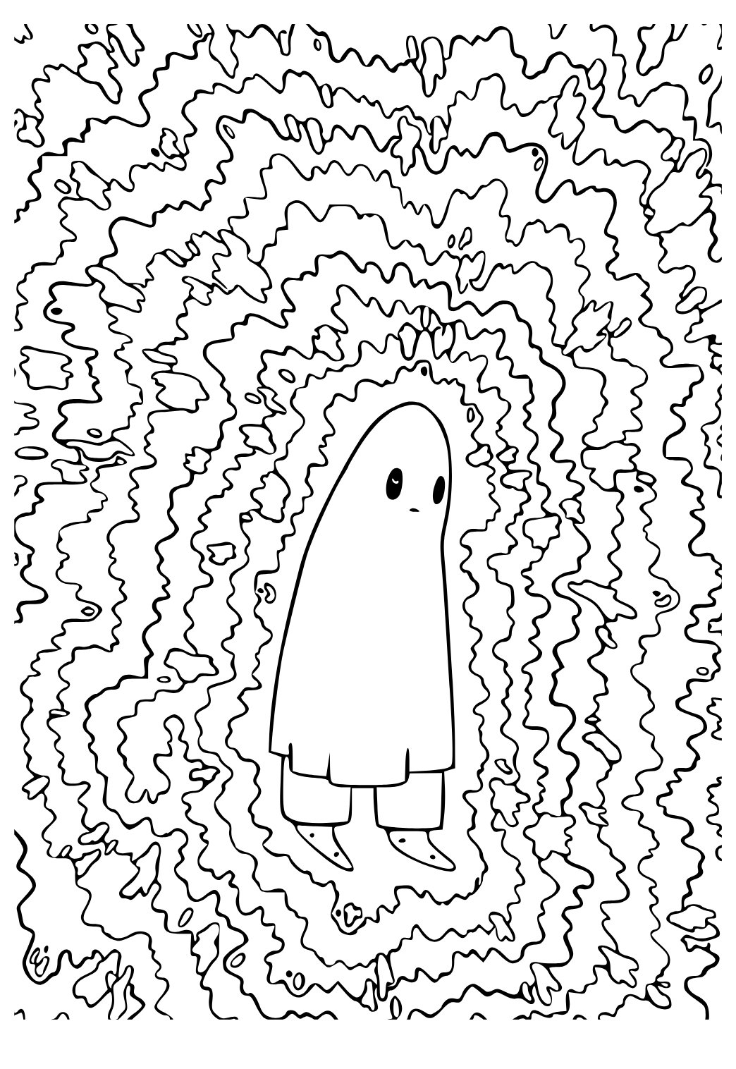 Free printable indie ghost coloring page for adults and kids