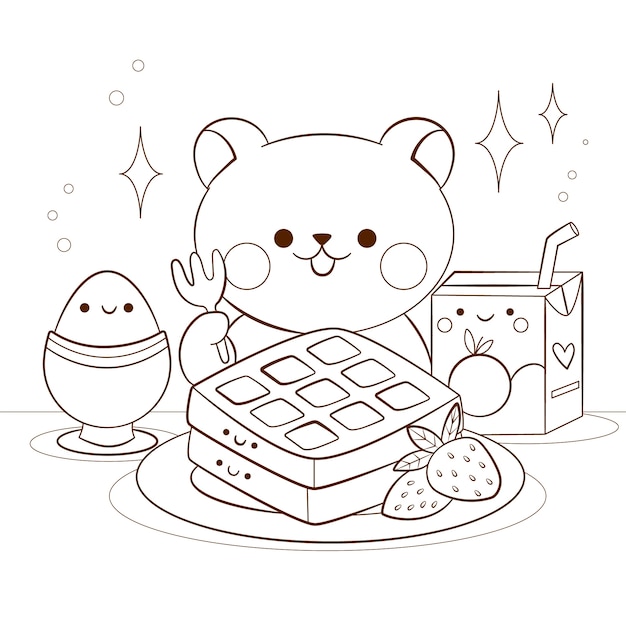 Free vector hand drawn kawaii coloring book