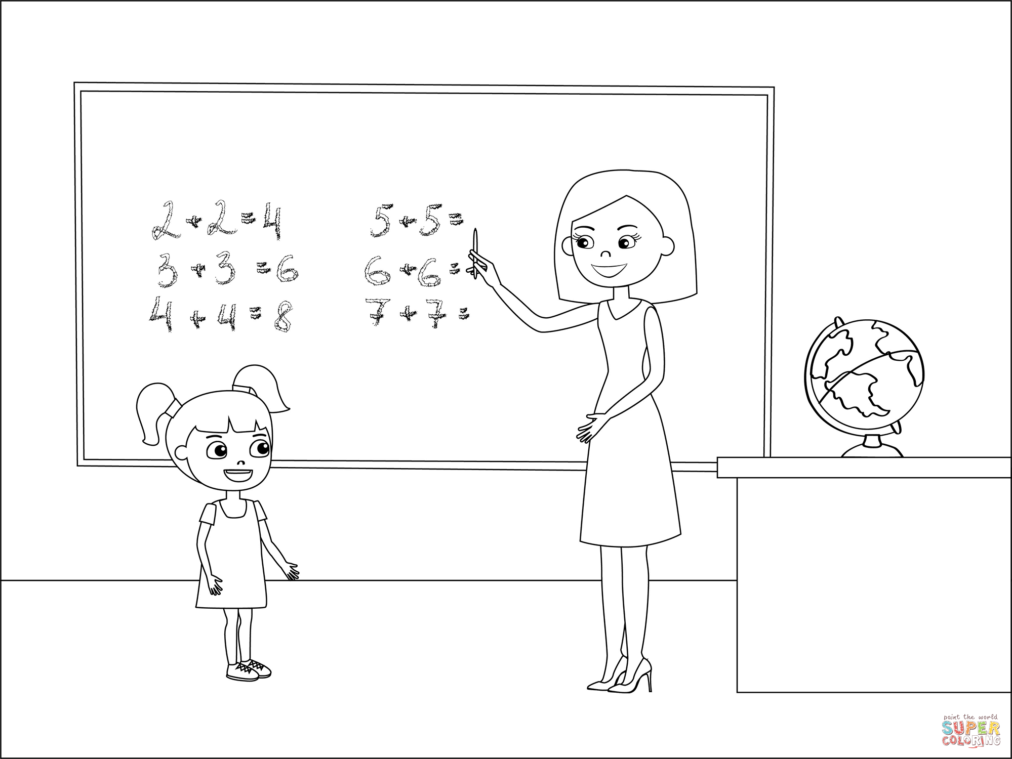 Dibujo de maestra de primaria para colorear dibujos para colorear imprimir gratis