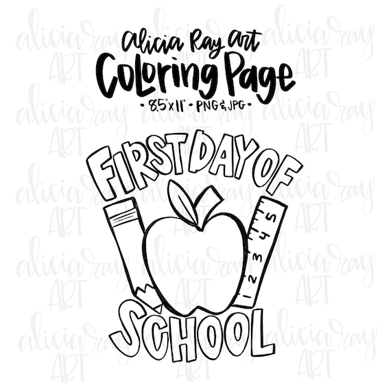 Dibujo para colorear de la escuela descarga digital profesor lãpiz dibujado a mano imprimible regreso a la escuela maestro primer dãa de clases