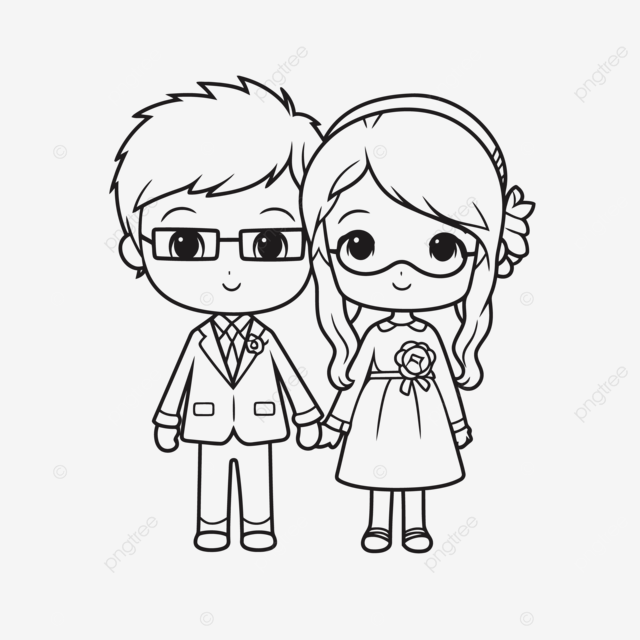 Dibujo de cute dibujos animados pareja novios para colorear pãginas quema boceto vector png dibujos dibujo del coche dibujo de dibujos animados dibujo de ala png y vector para dcargar gratis