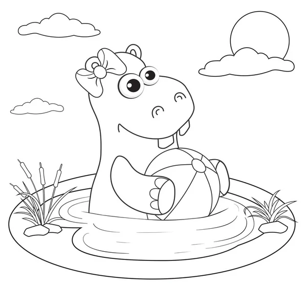 Hippo coloring page imãgenes de stock de arte vectorial