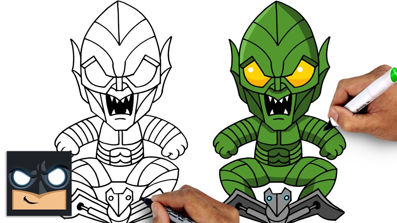 How to draw green goblin spider an