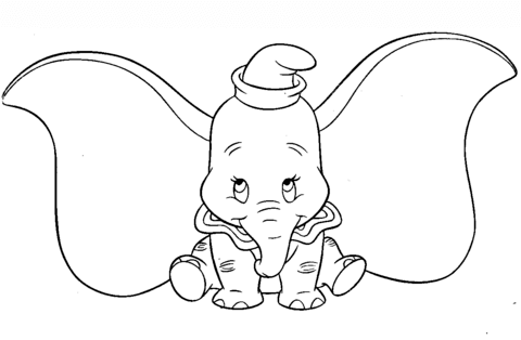 Cute dumbo coloring page free printable coloring pages