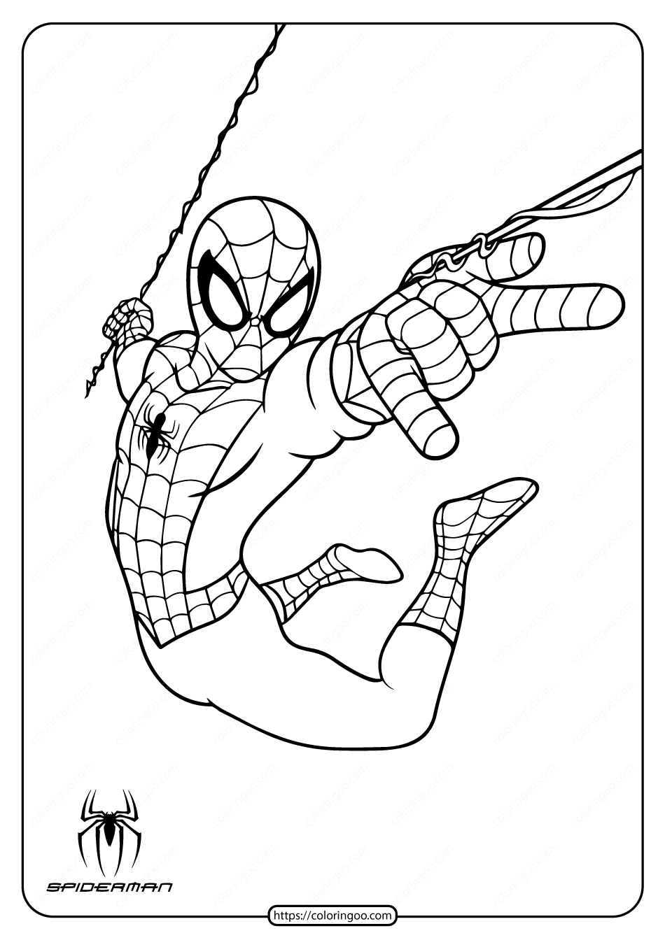Printable spiderman in action coloring page spiderman drawing spiderman coloring superhero coloring