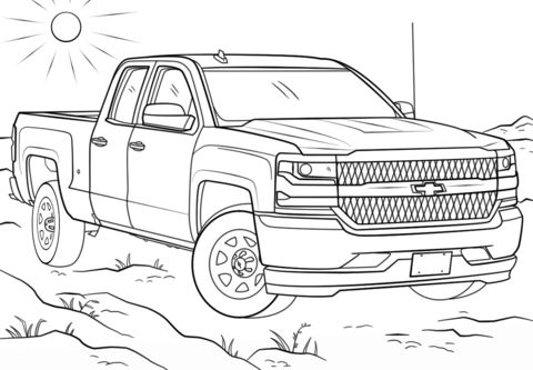 Chevy silverado double cab coloring page free printable coloring pages truck coloring pages cars coloring pages chevy silverado