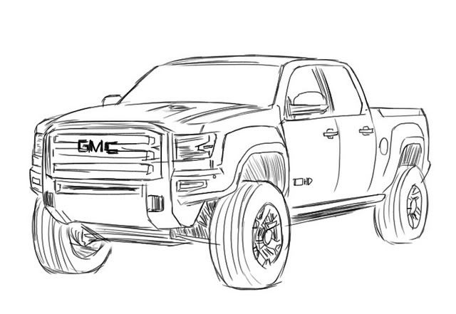 Gmc sierra drawing drawings monster truck coloring pages cool car drawings