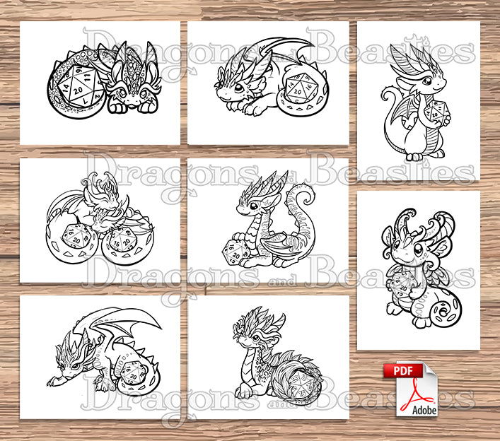 Dice dragons coloring pack downloadable dragons beasties â dragons and beasties