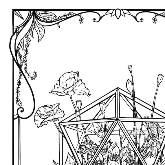 Wild flower rpg dice colouring page jpg