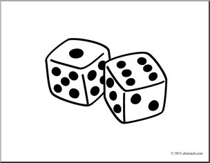 Clip art basic words dice coloring page i