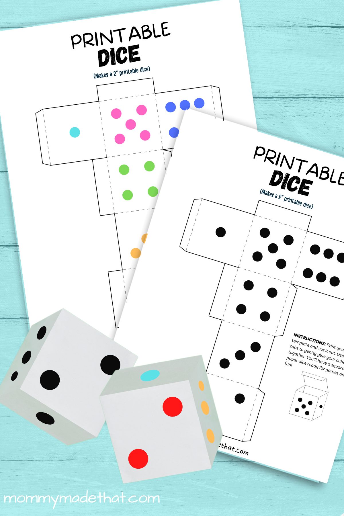 Printable dice template how to make paper dice