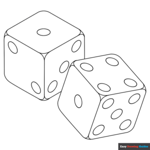 Dice coloring page easy drawing guides