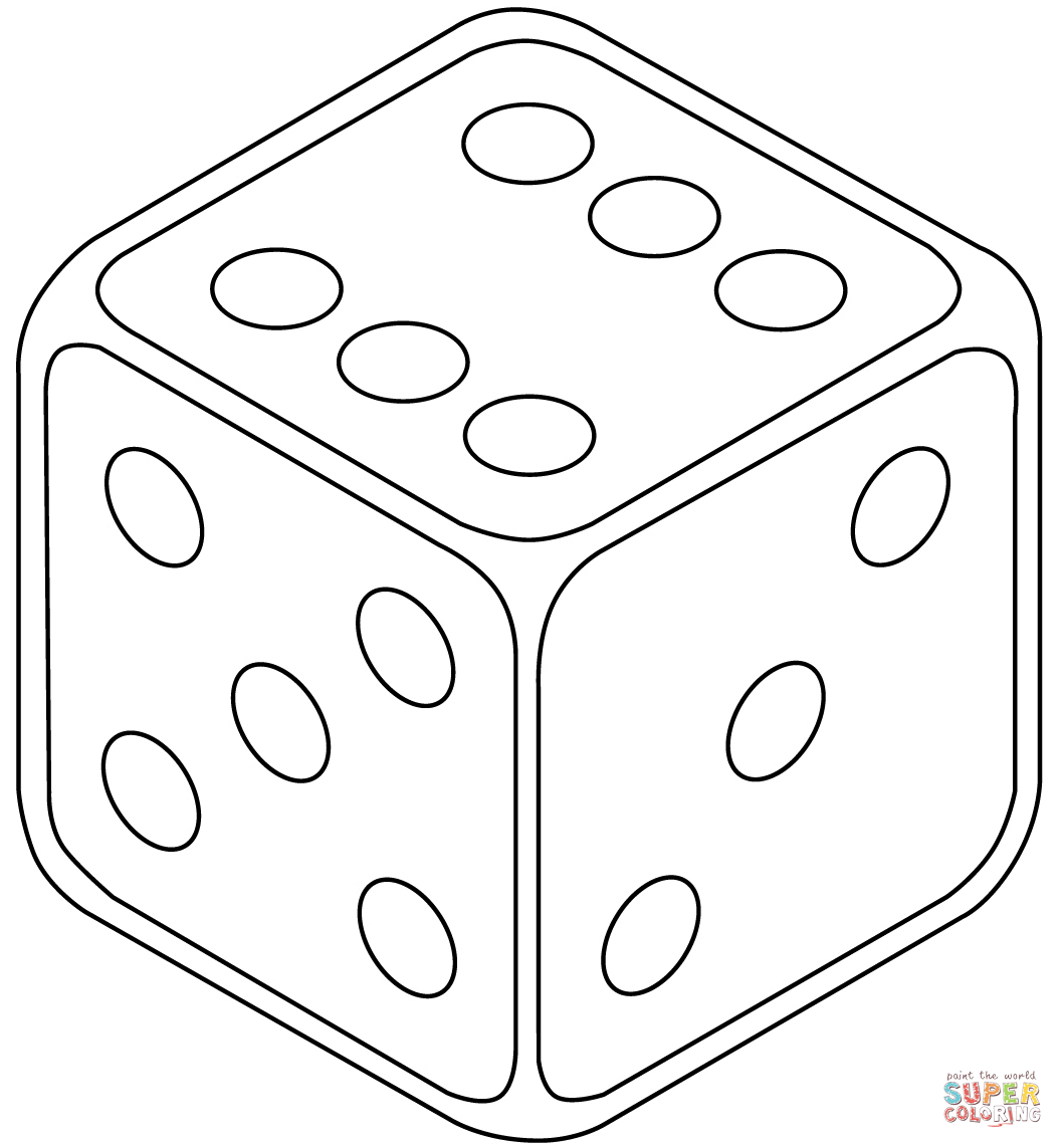 Dice coloring page free printable coloring pages