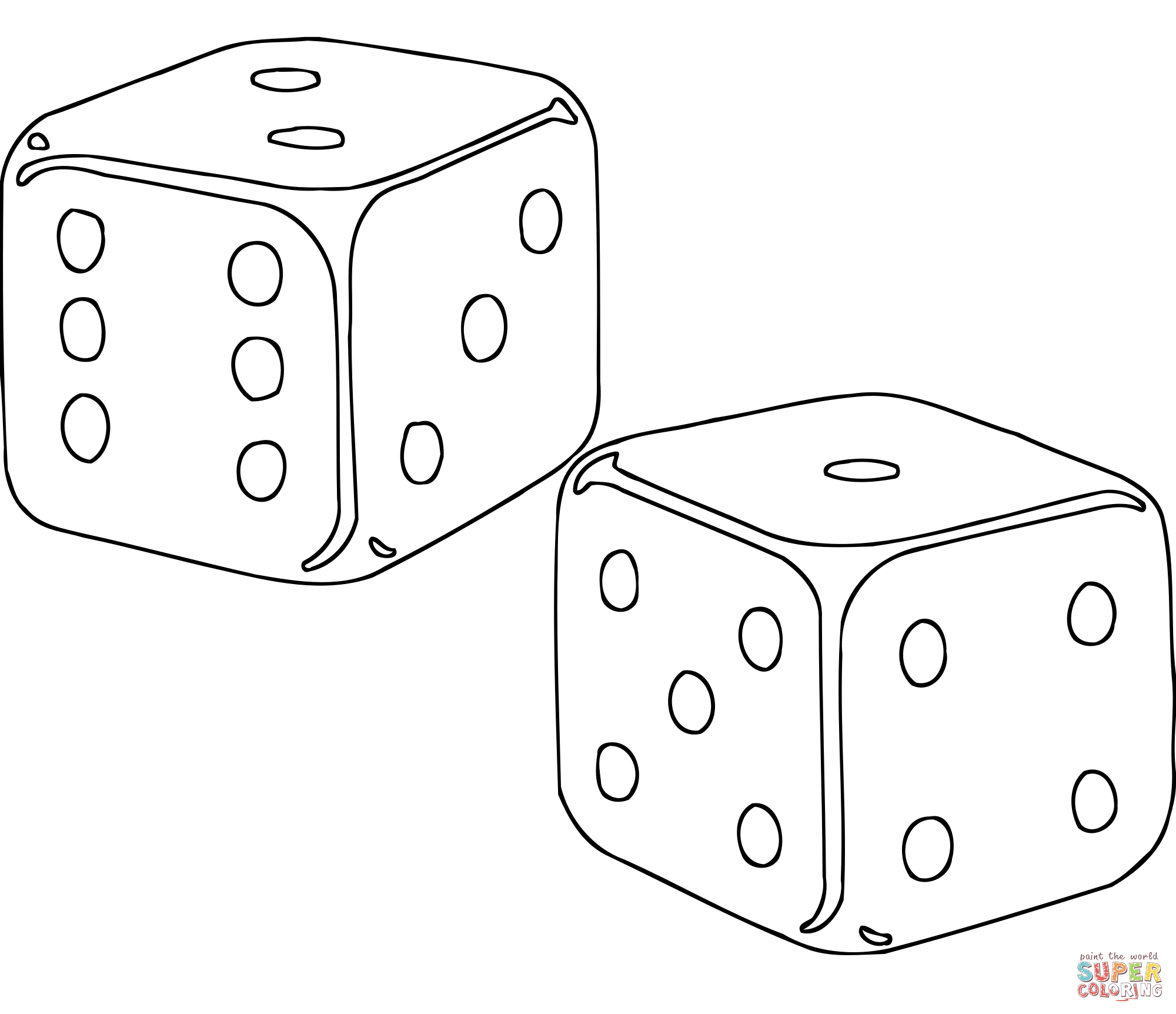 Dice outline coloring page free printable coloring pages