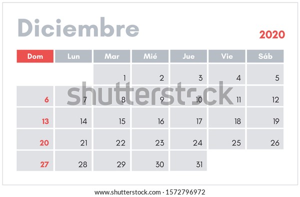 Diciembre calendario en espanol december stock vector royalty free