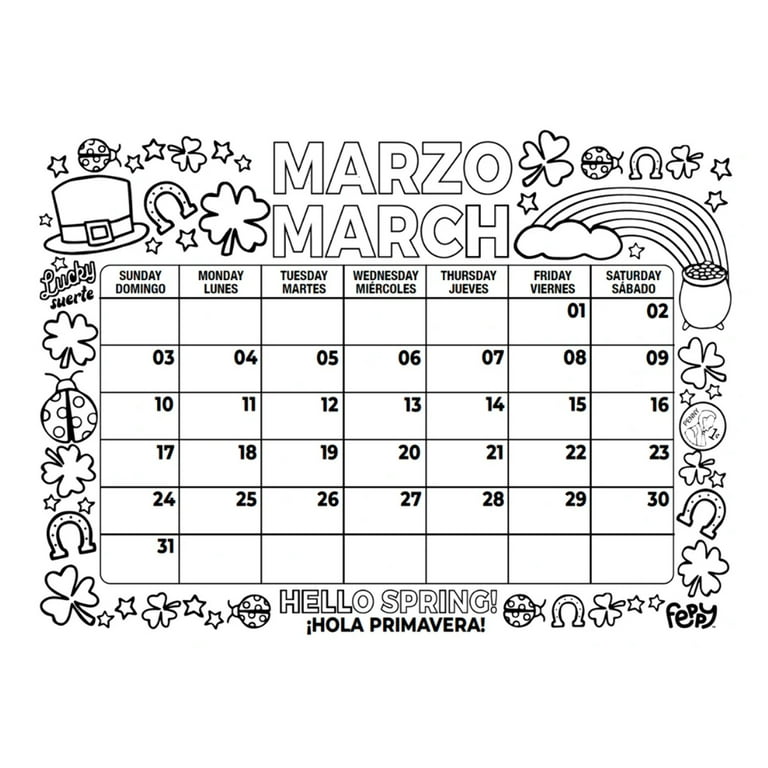 Bilingual english spanish coloring calendar for kids bilingual coloring pages to color and improve vocabulary and spelling