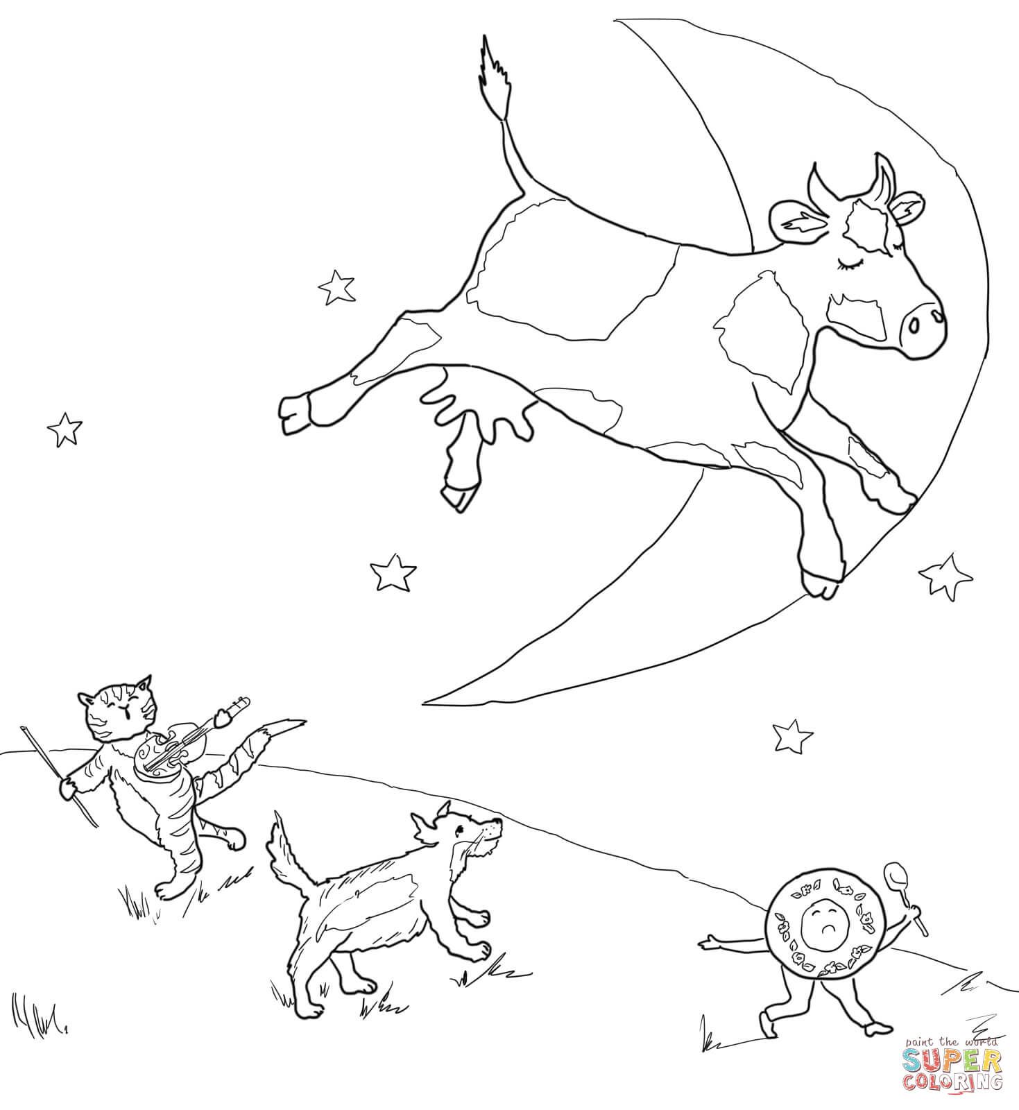 Hey diddle diddle coloring page free printable coloring pages