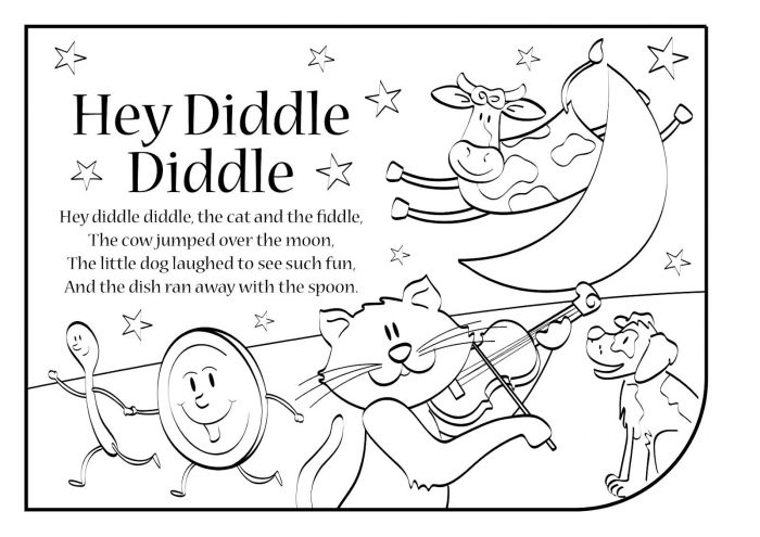 Nursery rhyme coloring diddle diddle dumpling worksheets