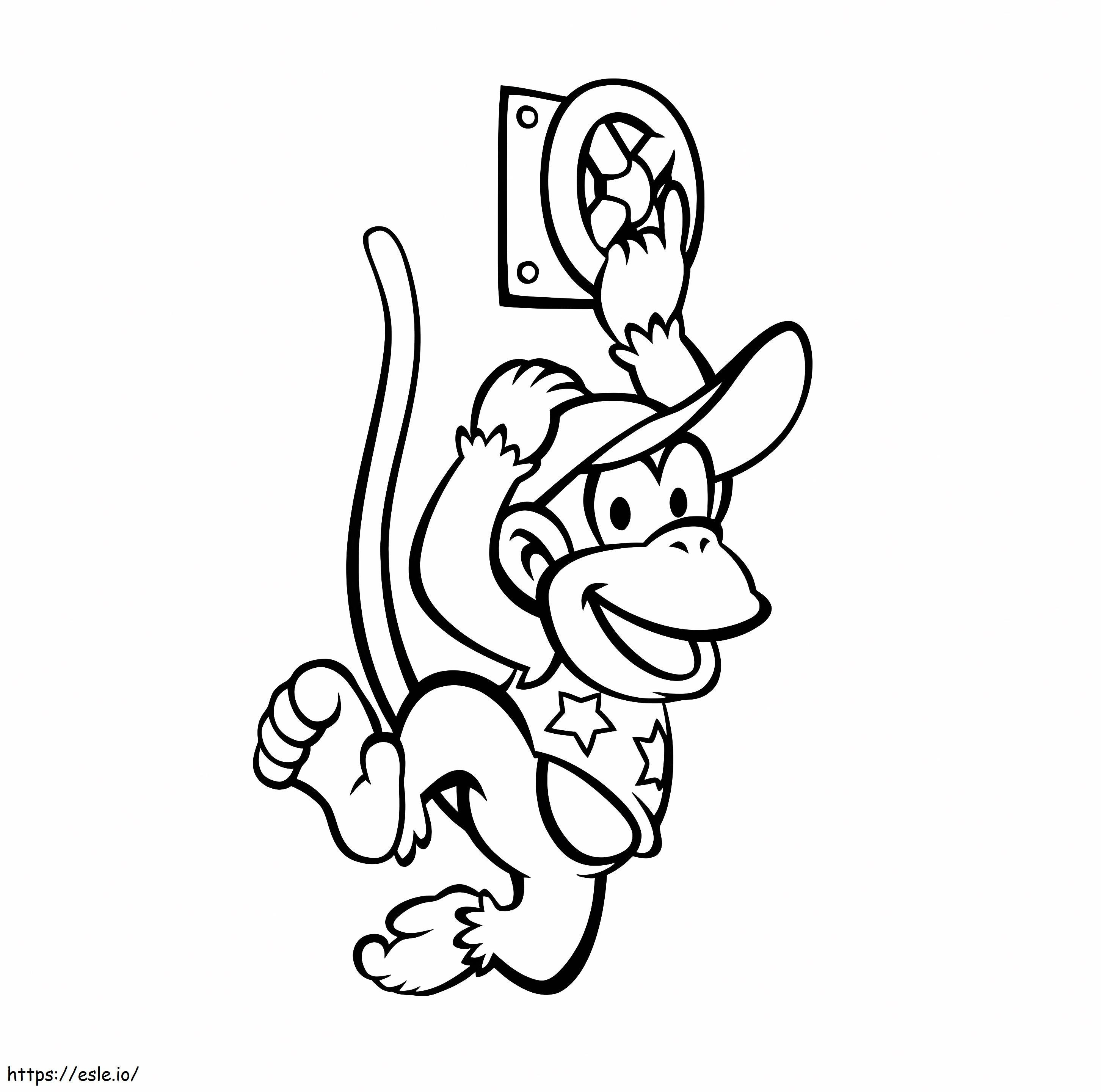 Diddy kong play coloring page