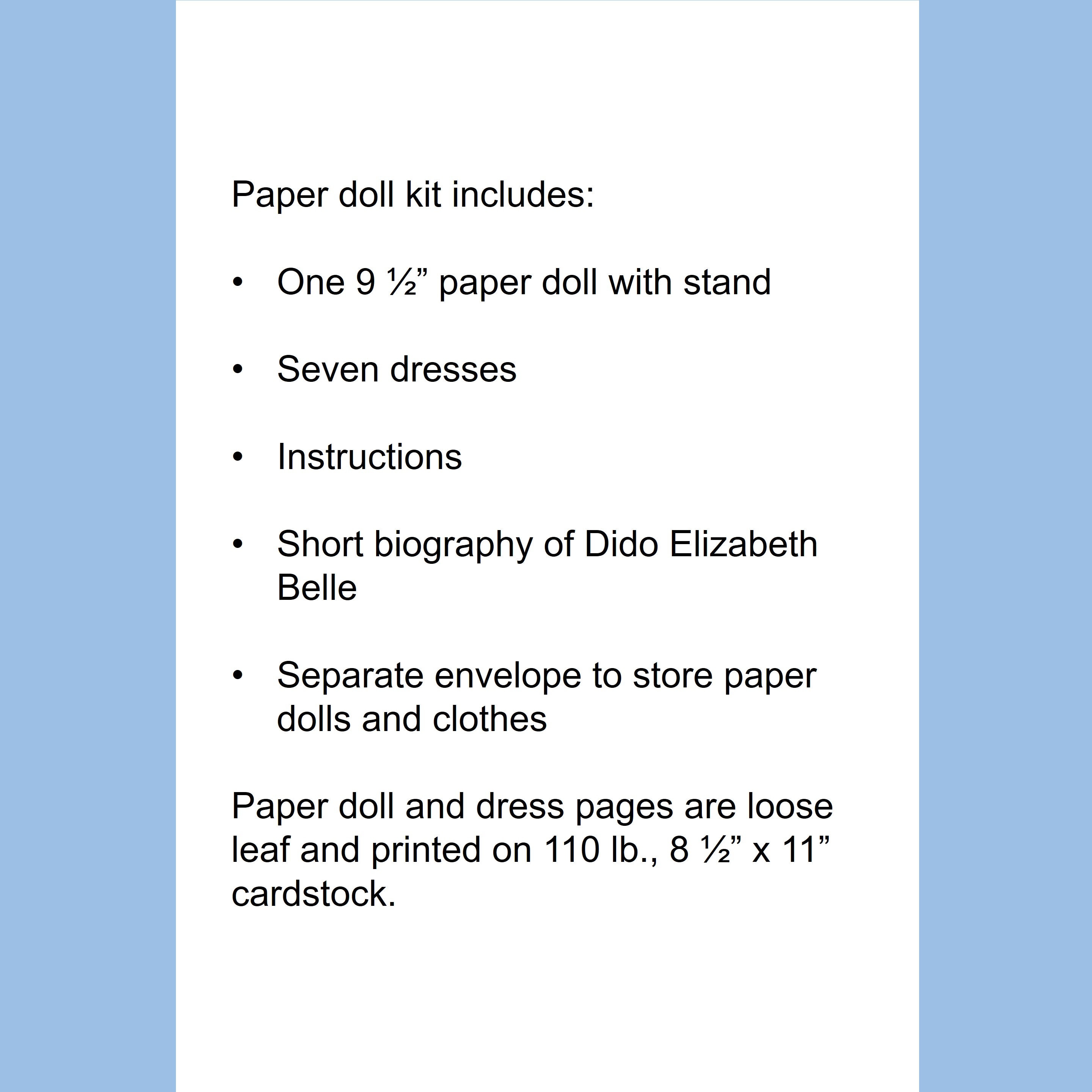 Dido elizabeth belle paper doll kit