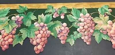 Wallpaper border wall grapevine purple grape clusters on vine laser die cut