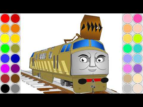 Painting diesel train for kids drawing animation thomas and friends