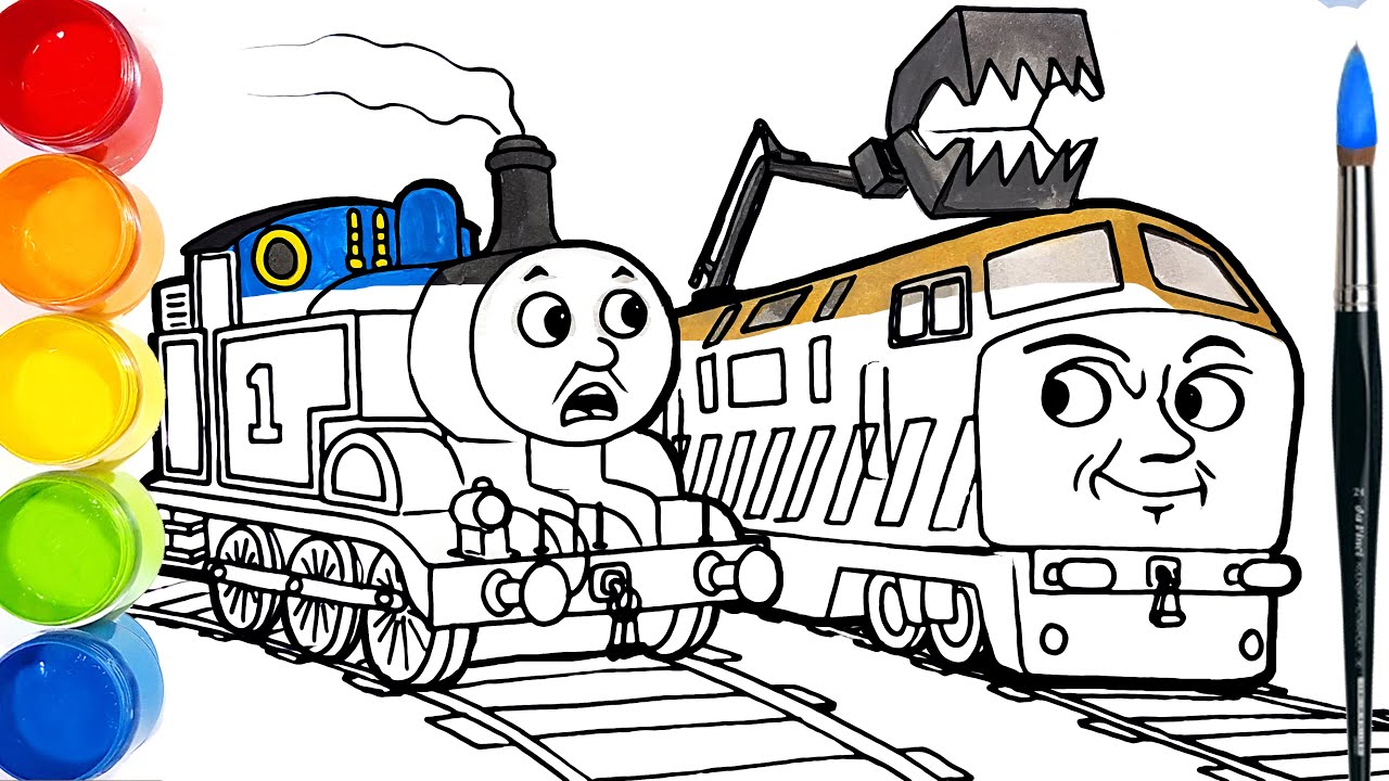 Diesel vs thoas the tank engine thoas friends drawing and coloring pages ti ti tv