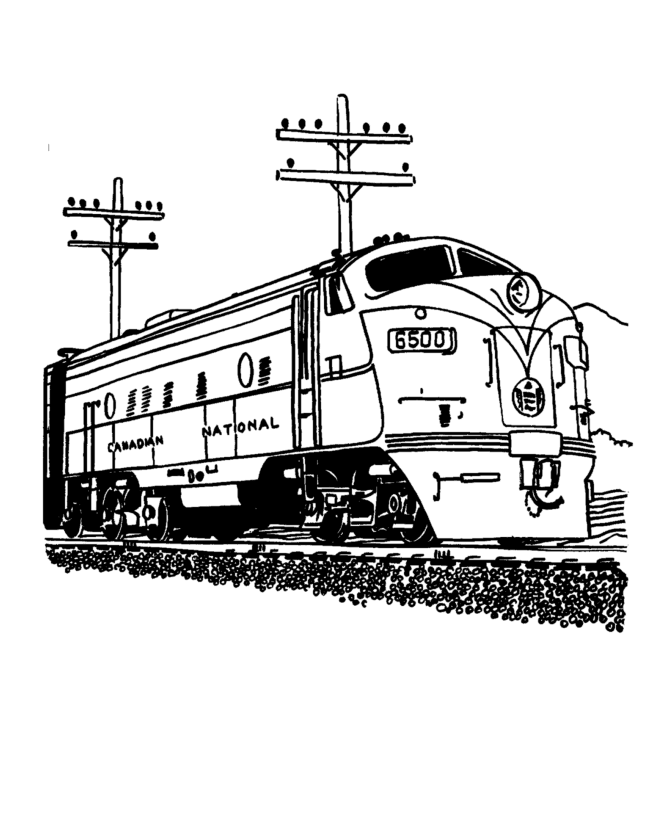 Train and railroad coloring pages